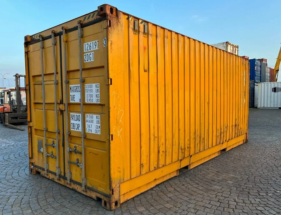 Contenedor de envío usado de 20 pies de alto cubo con paleta ancha (PW)